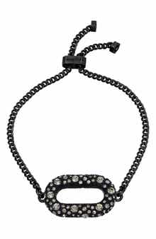 AllSaints Pavé Oval Curb Chain Slider Bracelet
