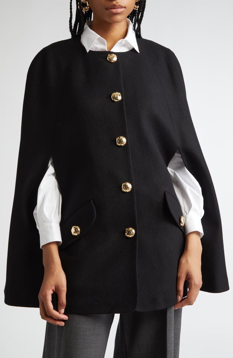 Carolina Herrera Virgin Wool & Cashmere Cape Coat, Alternate, color,