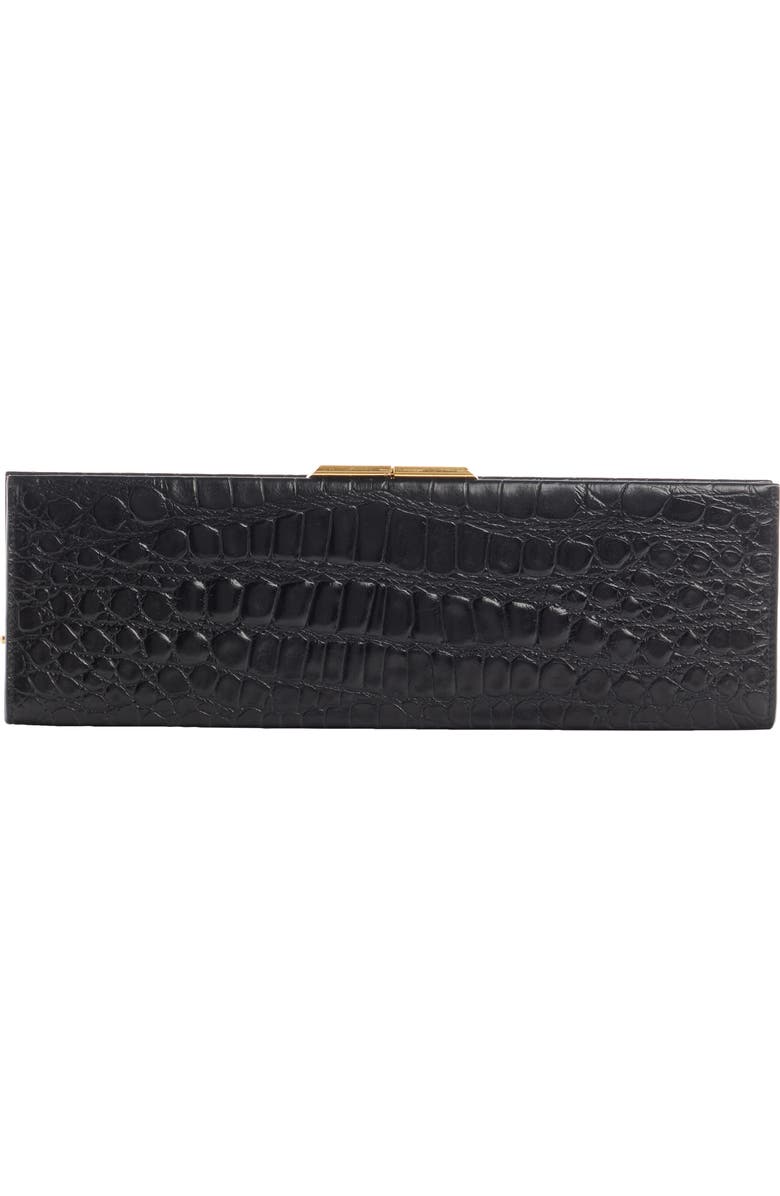 Saint Laurent Large Croc Embossed Leather Frame Clutch, Alternate, color,