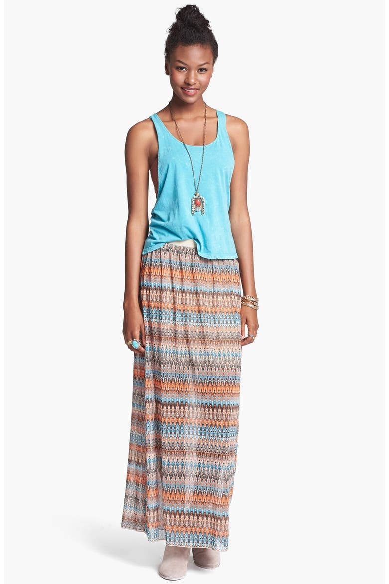 Print Chiffon Maxi Skirt, Main, color, TAUPE/ MULTI