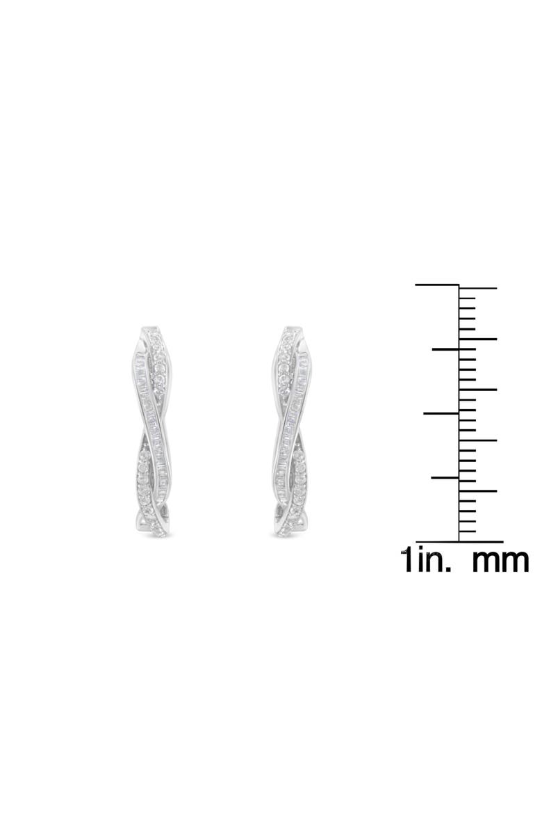 Silver 3/4 Cttw Diamond Twist Hoop Earring, Alternate, color, White