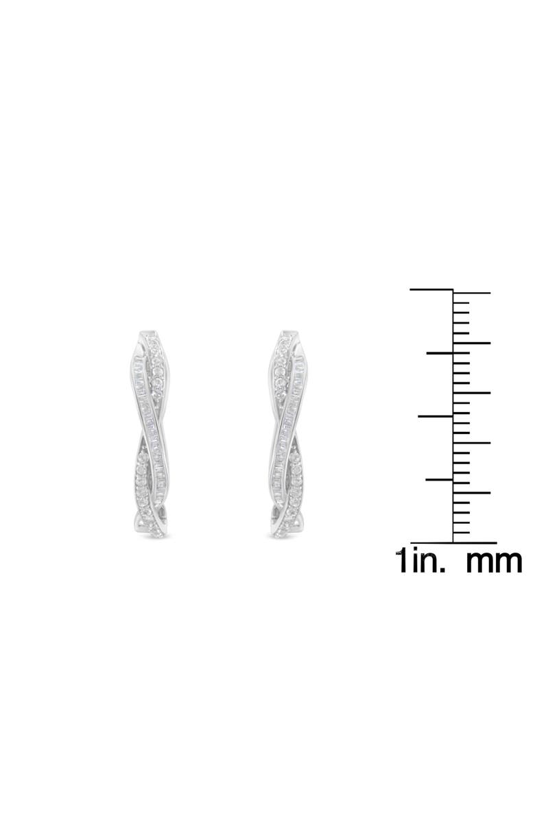 Haus of Brilliance Silver 3/4 Cttw Diamond Twist Hoop Earring, Alternate, color, White