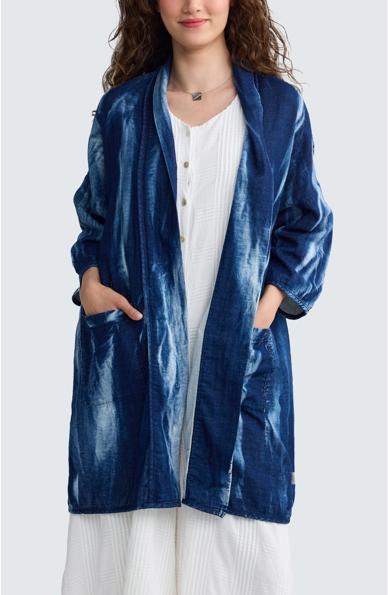 LUUKAA Monroe Batik-effect Long Jacket, Main, color, Candy Sky