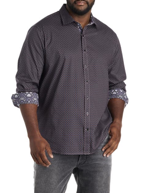 Big & Tall Micro Diamond Print Sport Shirt