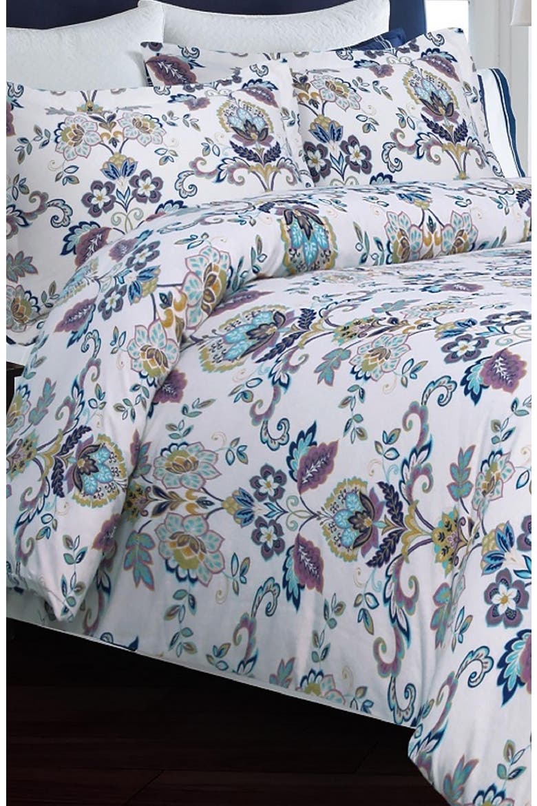 Paisley Print Cotton Flannel Duvet Cover & Pillow Sham Set, Alternate, color, MULTICOLOR