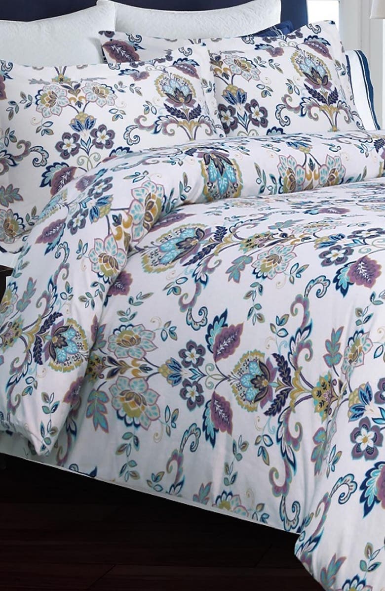 AZORES HOME Paisley Print Cotton Flannel Duvet Cover & Pillow Sham Set, Alternate, color, Multicolor