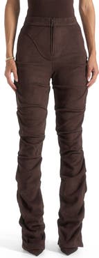 Manière De Voir Caroline Tacked Suede Flared Trousers