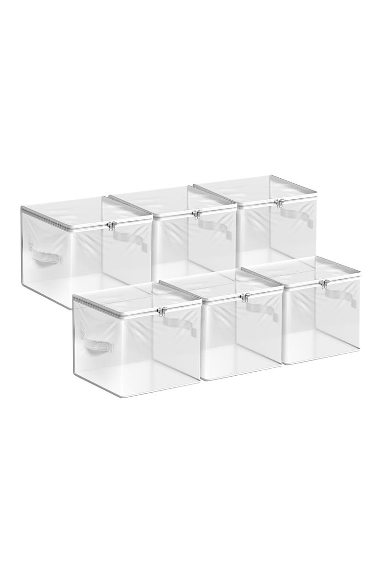 Set of 6 Clear Storage Bins, Main, color, CLEAR