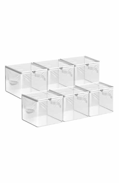 Set of 6 Clear Storage Bins