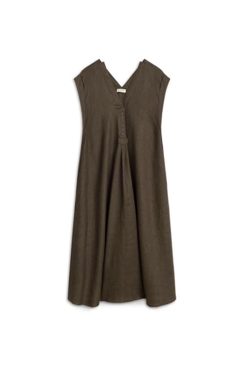 Nocturne Linen Maxi Dress In Coffee