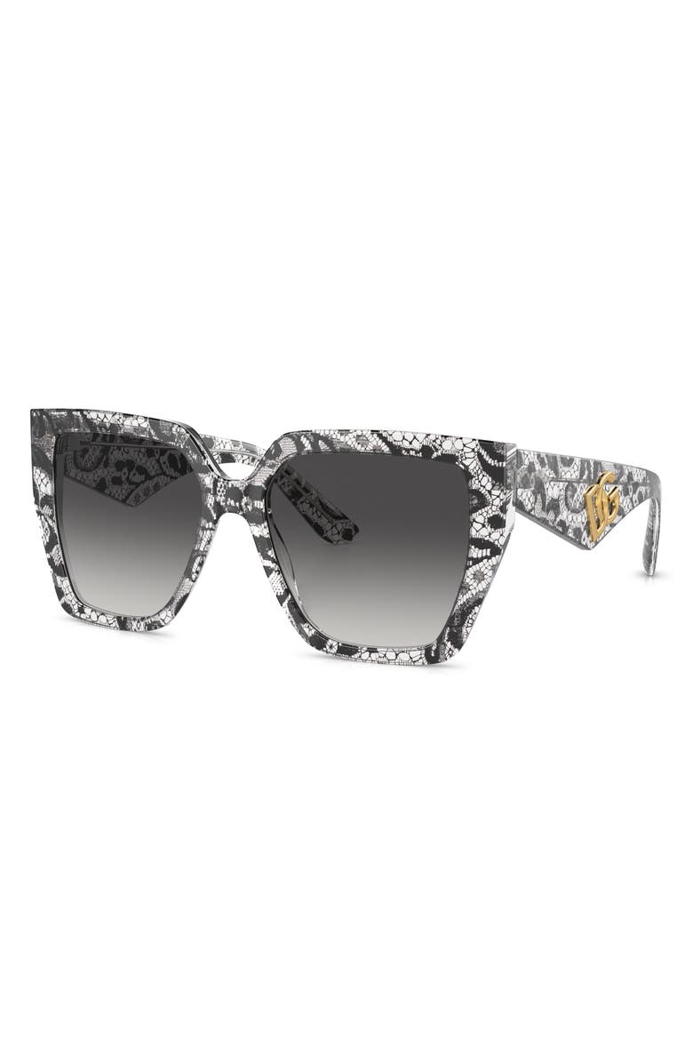 Dolce&Gabbana 55mm Square Sunglasses, Alternate, color, Black Lace