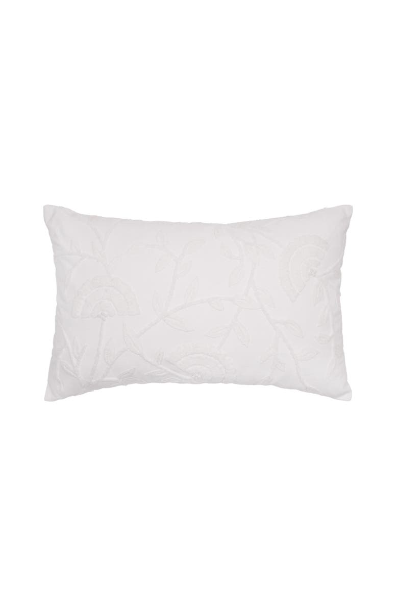 Runa Botanical Flowers Cotton Blend White Mini Spring Accent Pillow 14" x 22", Main, color, White