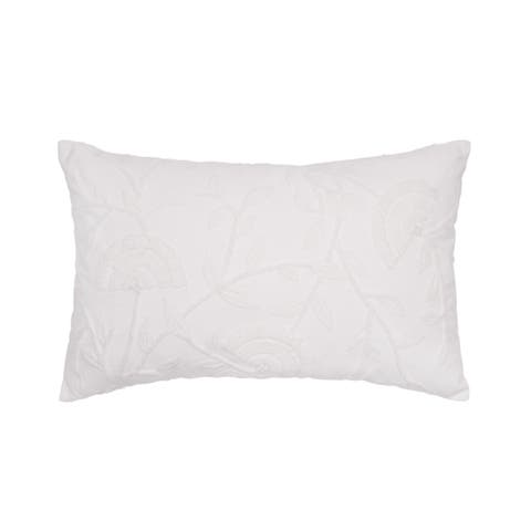 Runa Botanical White Throw Pillow for Bed or Sofa Accent Décor