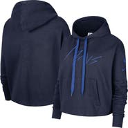 Nike Women's Nike Navy Dallas Mavericks Split Flip Courtside Cropped Pullover Hoodie