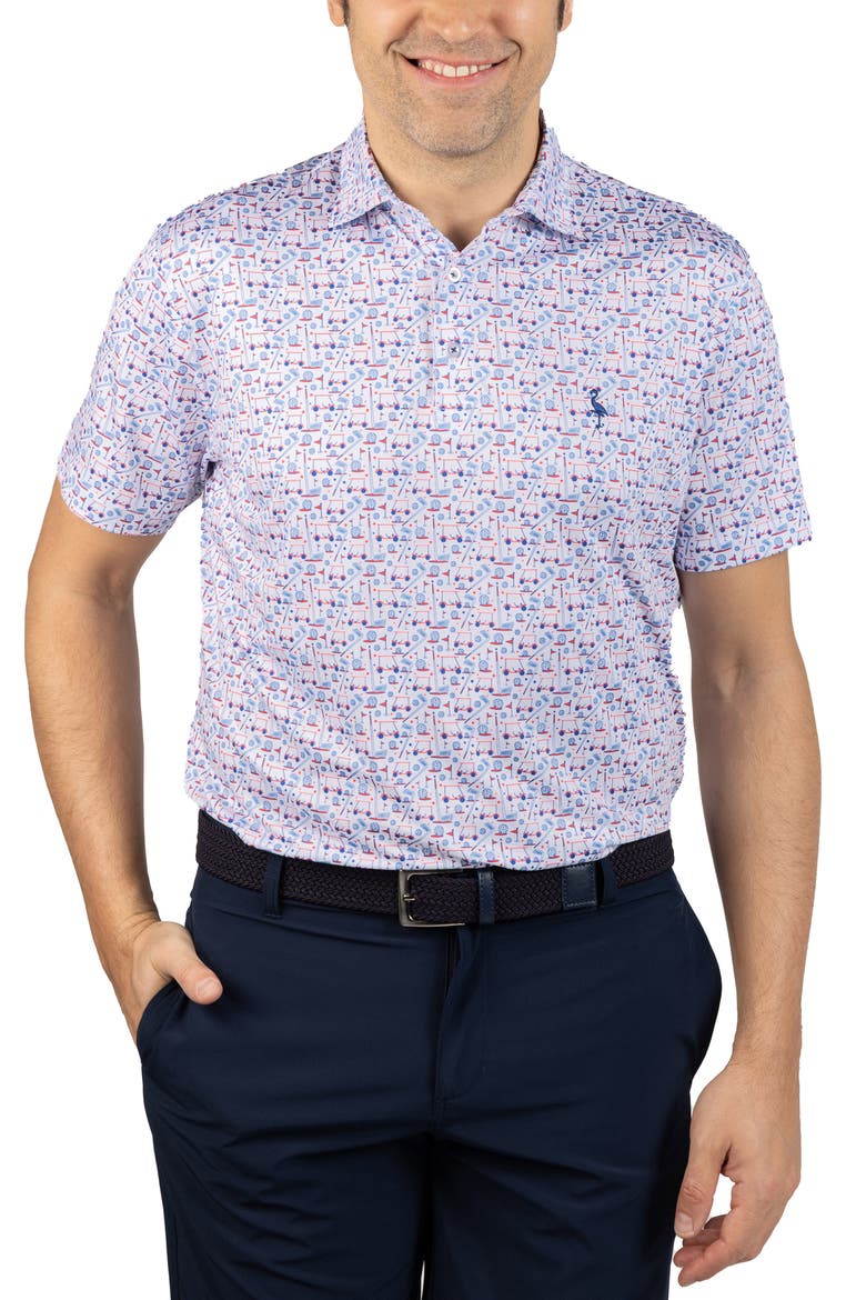 Hole in One Print Performance Polo, Alternate, color, WHITE