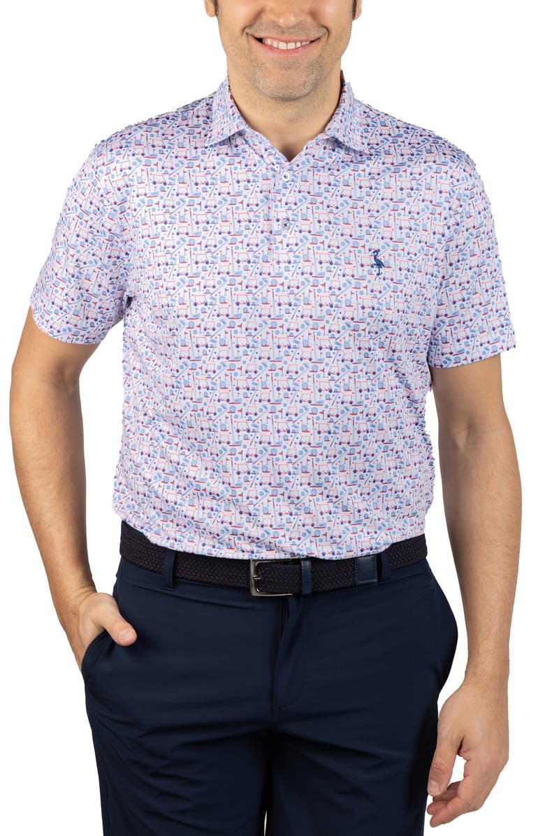 TailorByrd Hole in One Print Performance Polo, Alternate, color, White