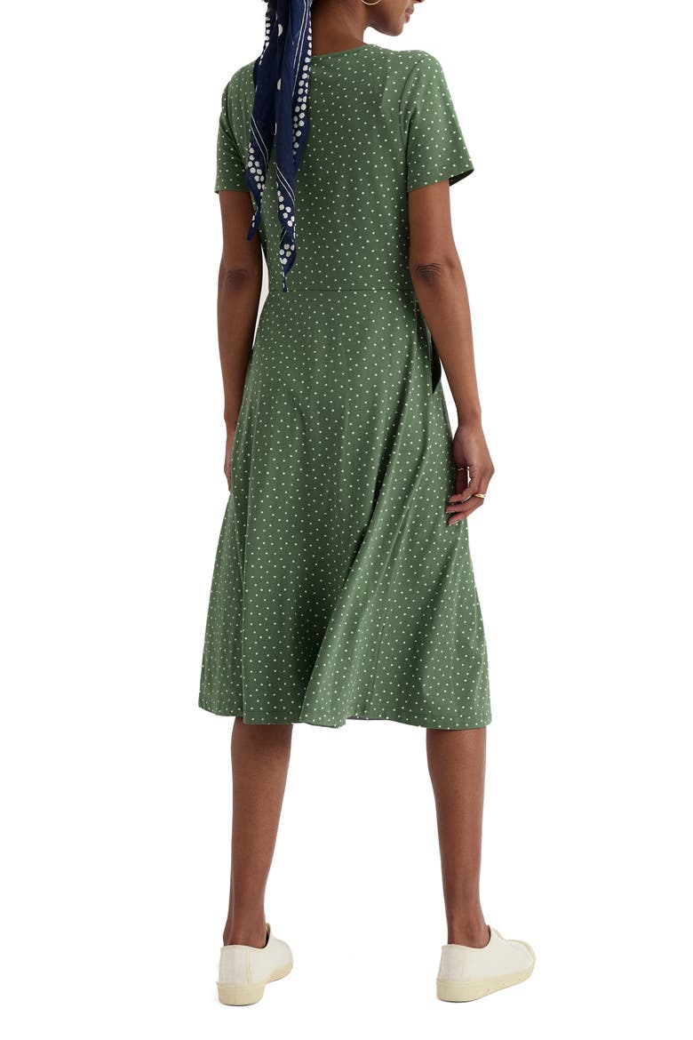 April Short Sleeve Fit & Flare Dress, Alternate, color, LITTLE SPONGE SPOT DRIED BASIL