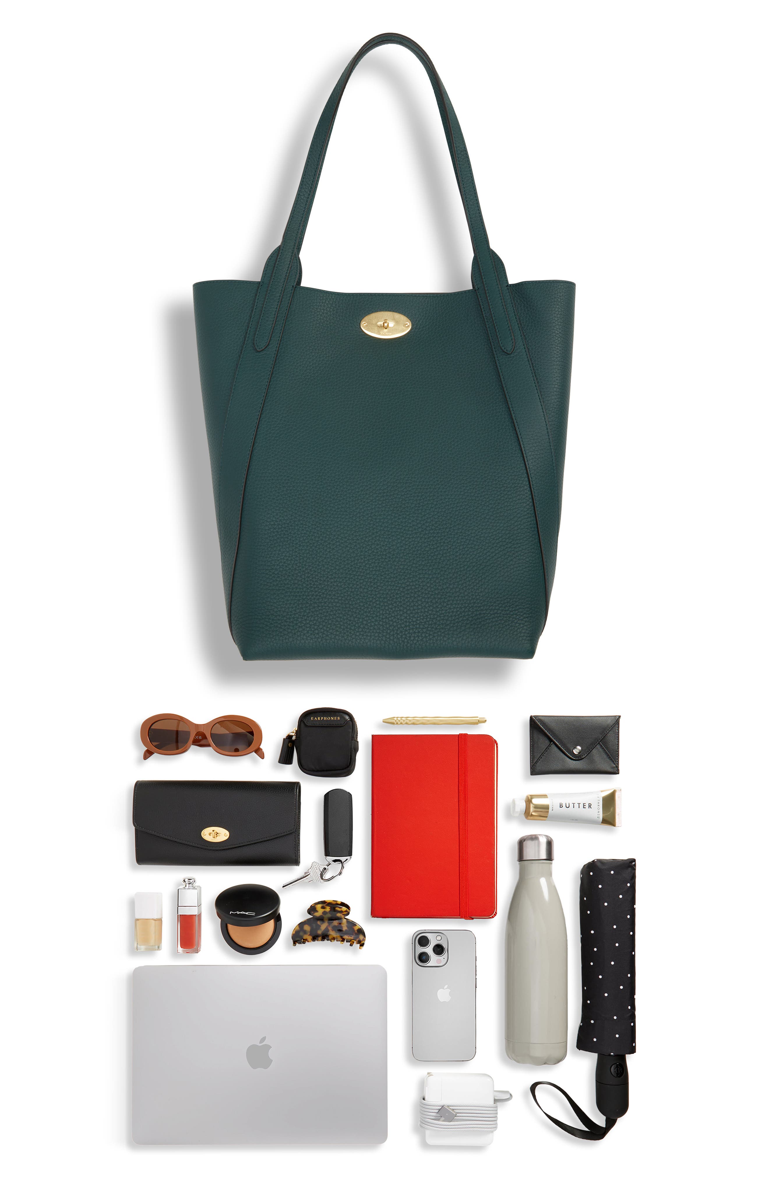 North/South Bayswater Leather Tote, Alternate, color, MULBERRY GREEN