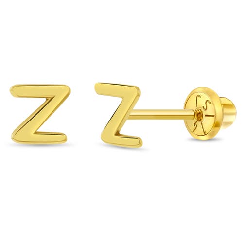 In Season Jewelry 14k Itsy Bitsy Initial Letter Earrings In Letter Z