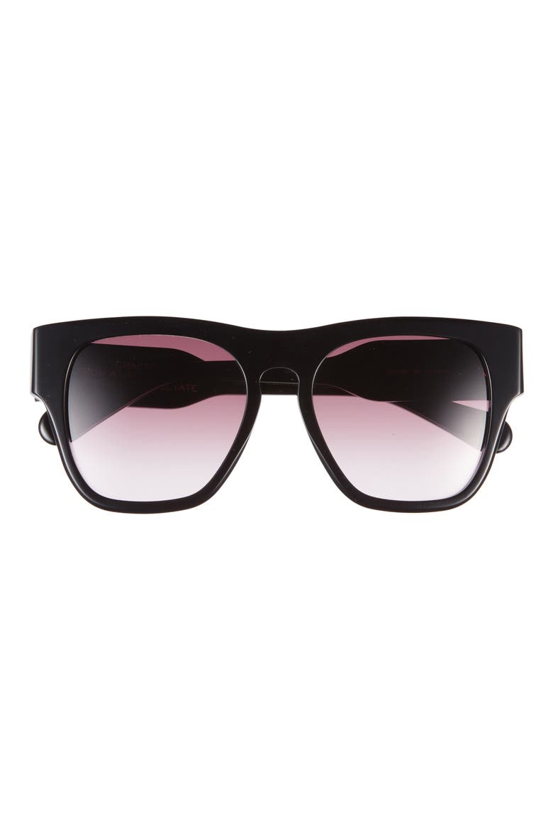 55mm Square Sunglasses, Main, color, BLACK BLACK RED