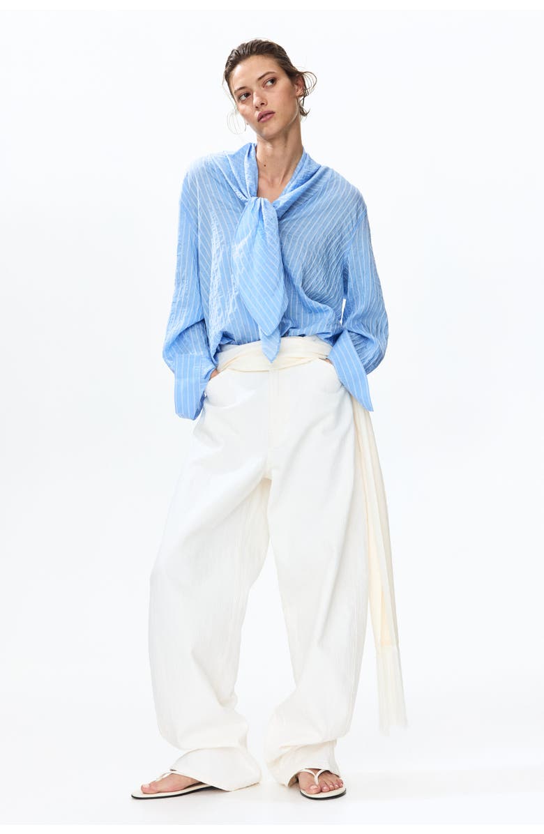 H&M Scarf-collar Shirt, Alternate, color, Blue/Striped