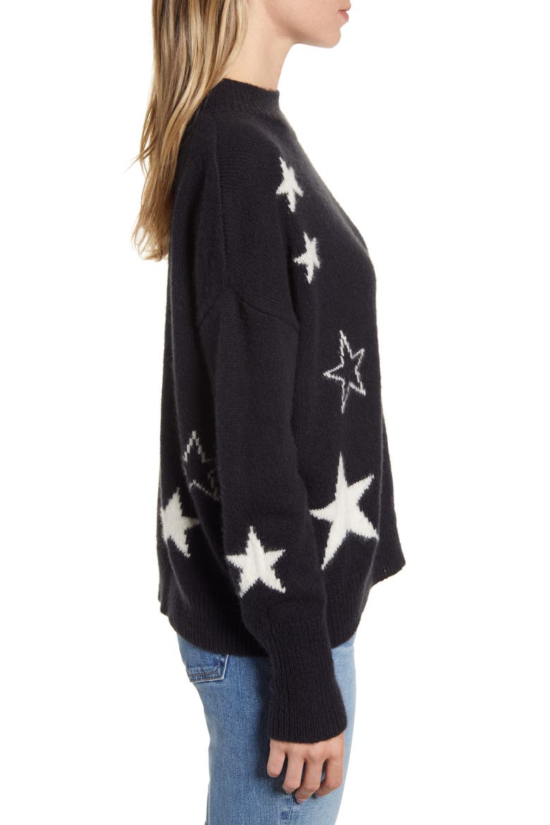 Kana Star Detail Merino Wool & Cashmere Sweater, Alternate, color, MIDNIGHT IVORY STARS