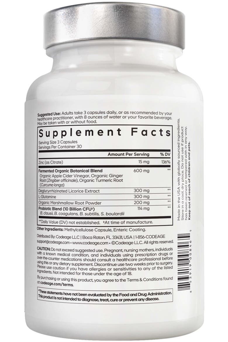 Amen Leaky Gut L-Glutamine, Probiotic & Prebiotic Supplement, Alternate, color, White