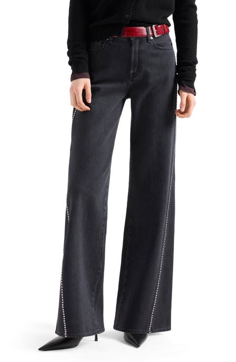 Lotta Seamed Patch Pocket Wide Leg Jeans