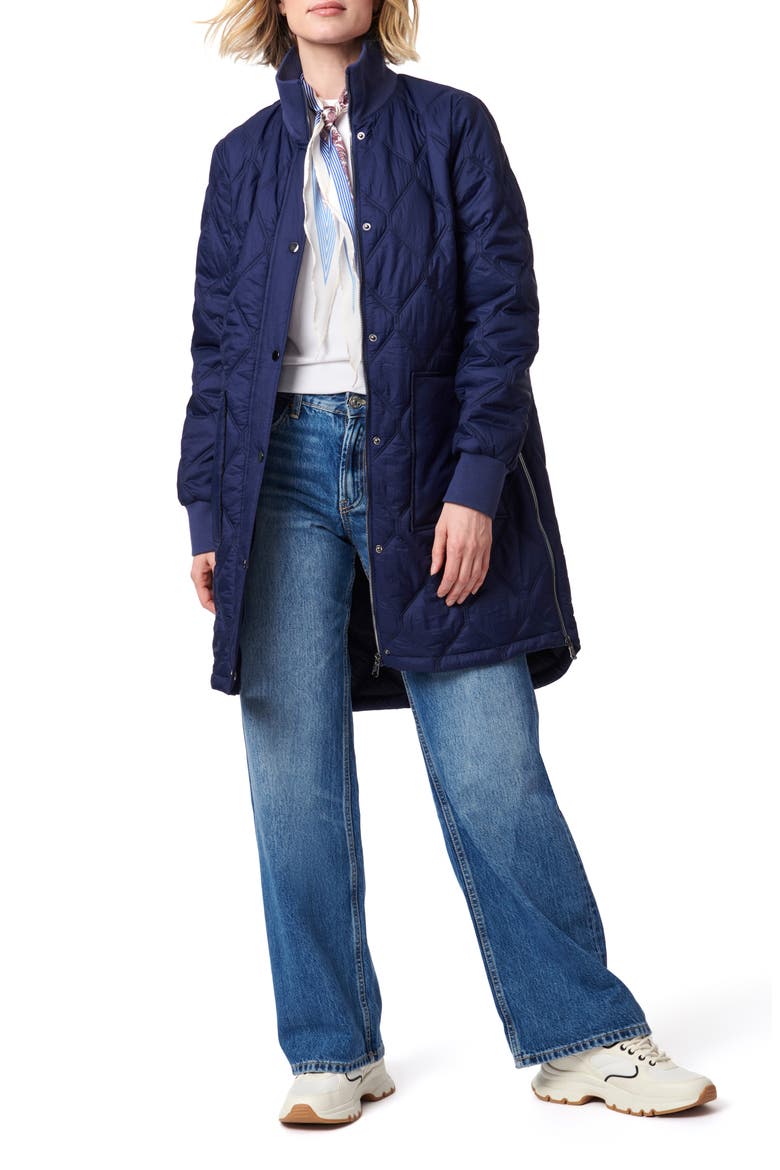 Rib Trim Quilted Liner Jacket, Alternate, color, NAVY