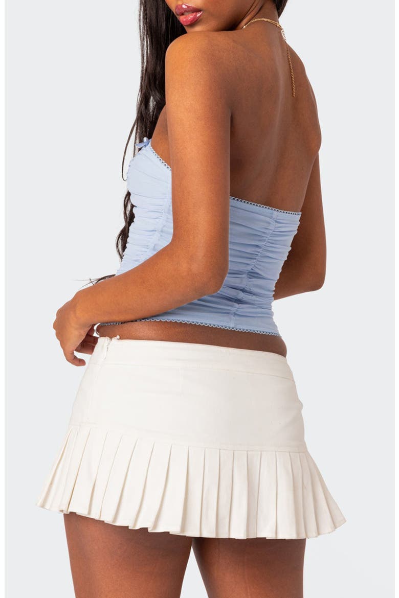 Veronika Strapless Ruched Mesh Top, Alternate, color, LIGHT-BLUE