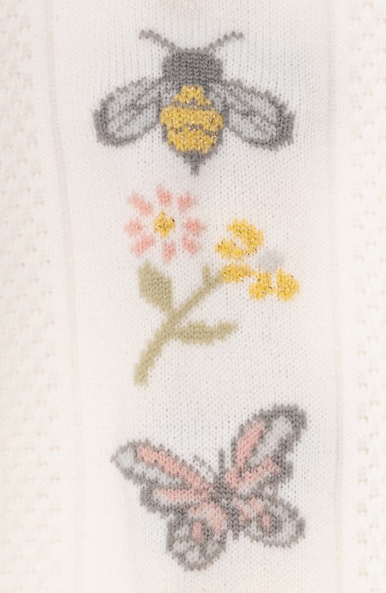 MUK LUKS Side Pattern Slouch Crew Socks, Alternate, color, Ivory