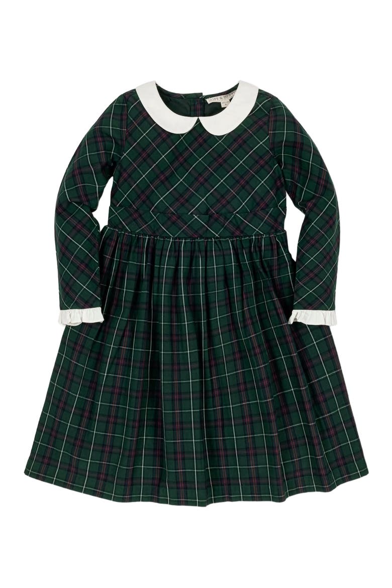 Girls' Organic Ruffle Cuff Party Dress, Kids, Main, color, Merry Pine Plaid
