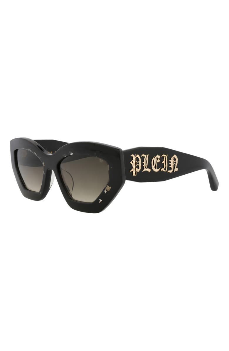 PHILIPP PLEIN 55mm Cat Eye Sunglasses, Alternate, color, Black Black Green