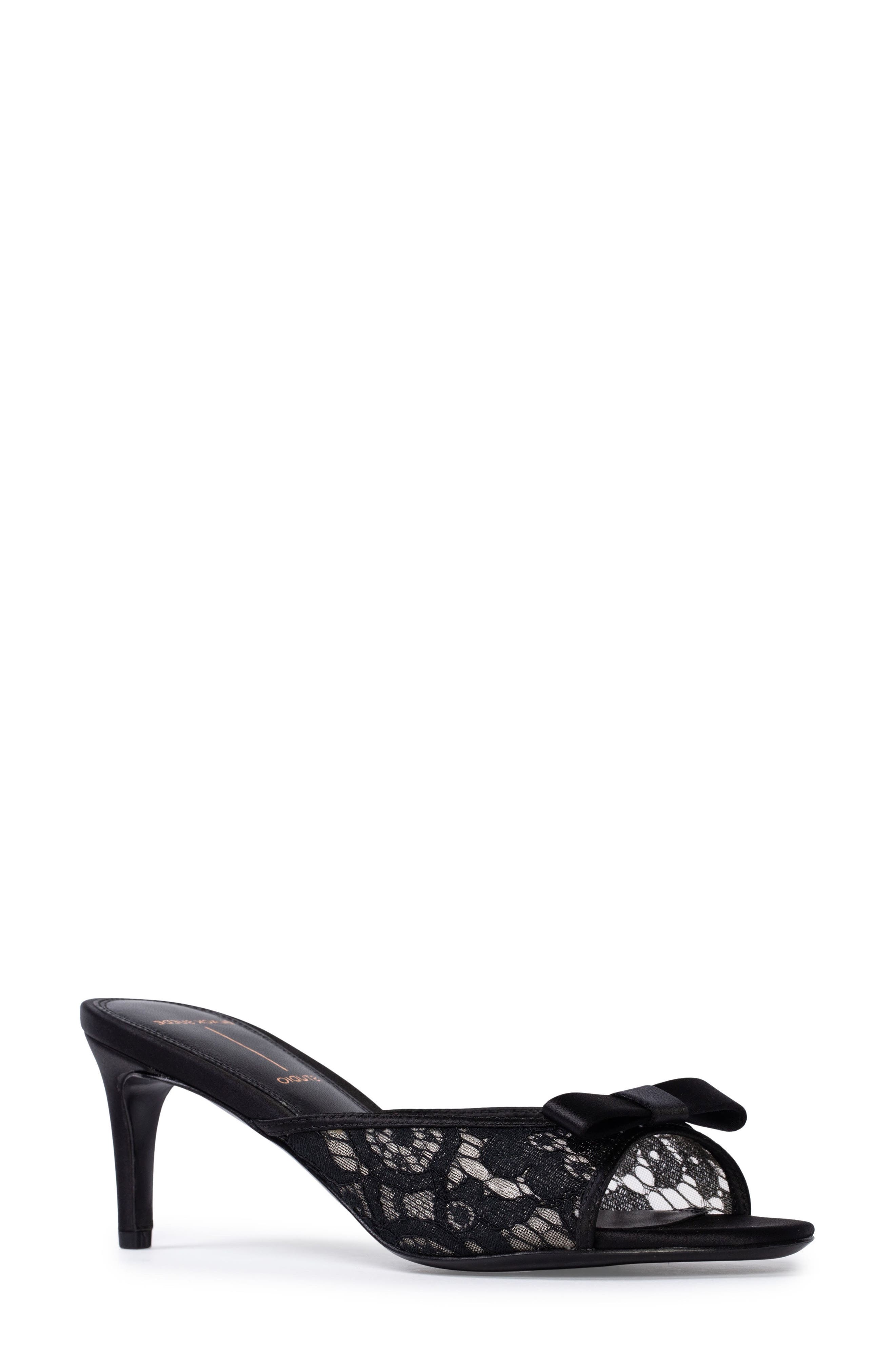 BLACK SUEDE STUDIO Rita Slide Sandal, Main, color, Black Lace