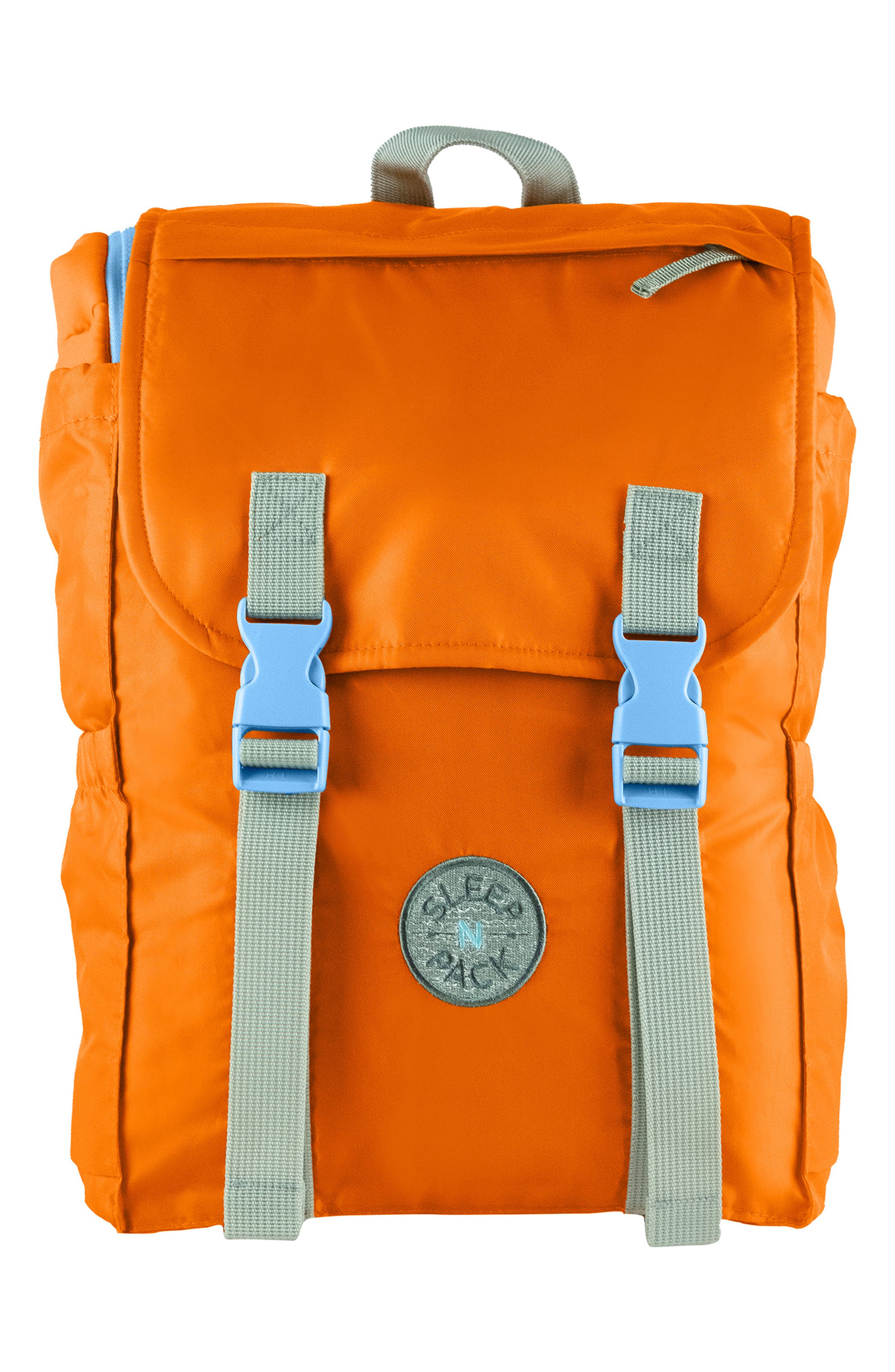 Kids' Sleep-n-Pack Glow in the Dark Sleeping Bag Backpack, Main, color, TANGELO