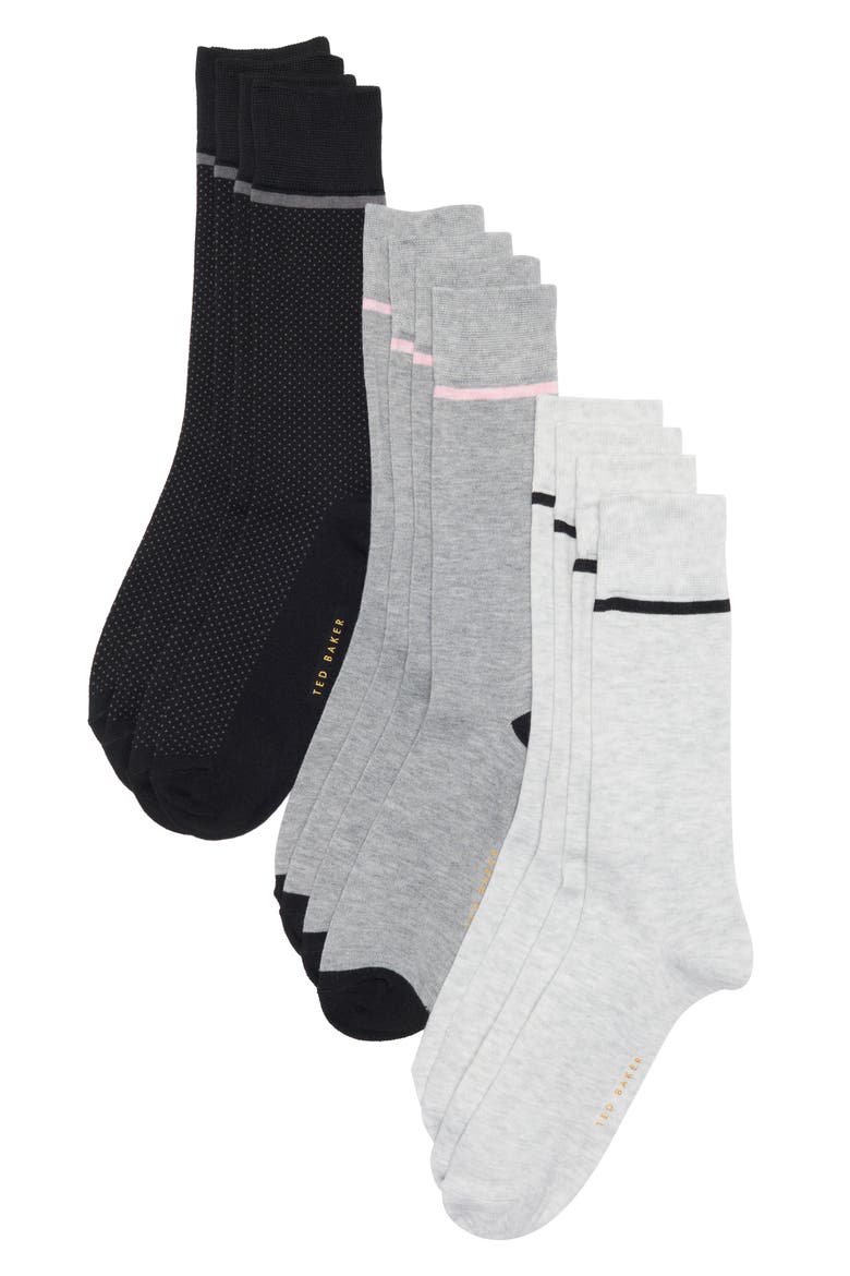 Assorted 6-Pack Crew Socks, Main, color, BLACK