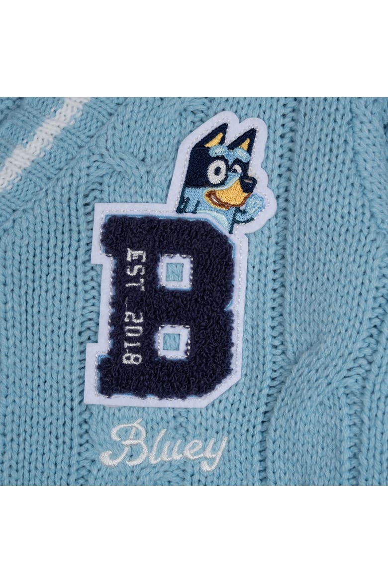 Varsity Cardigan Sweater, Alternate, color, Light Blue Bluey