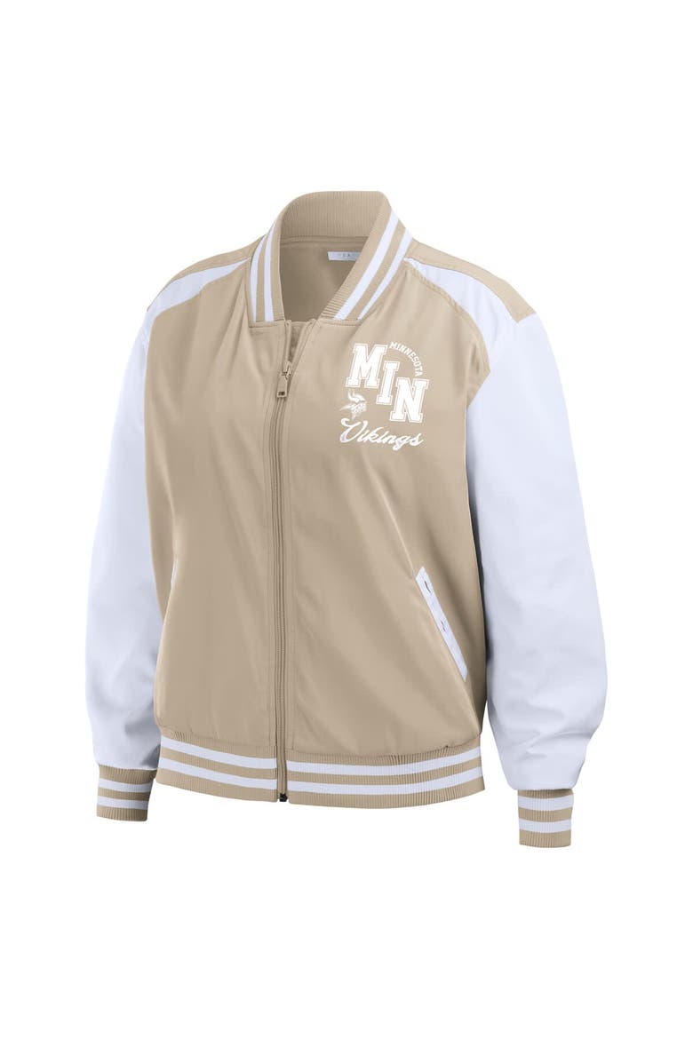 Women's WEAR by Erin Andrews Tan Minnesota Vikings Tonal Full-Zip Bomber Jacket, Alternate, color, Tan