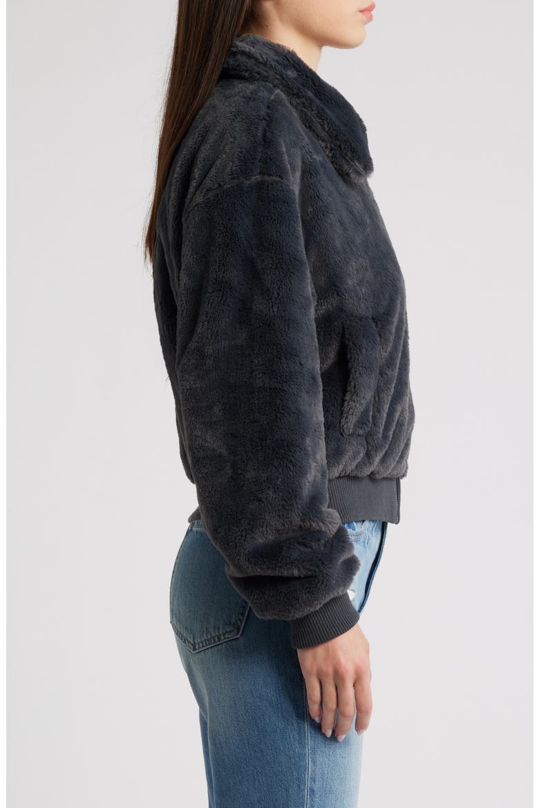 Faux Fur Jacket, Alternate, color, CHARCOAL