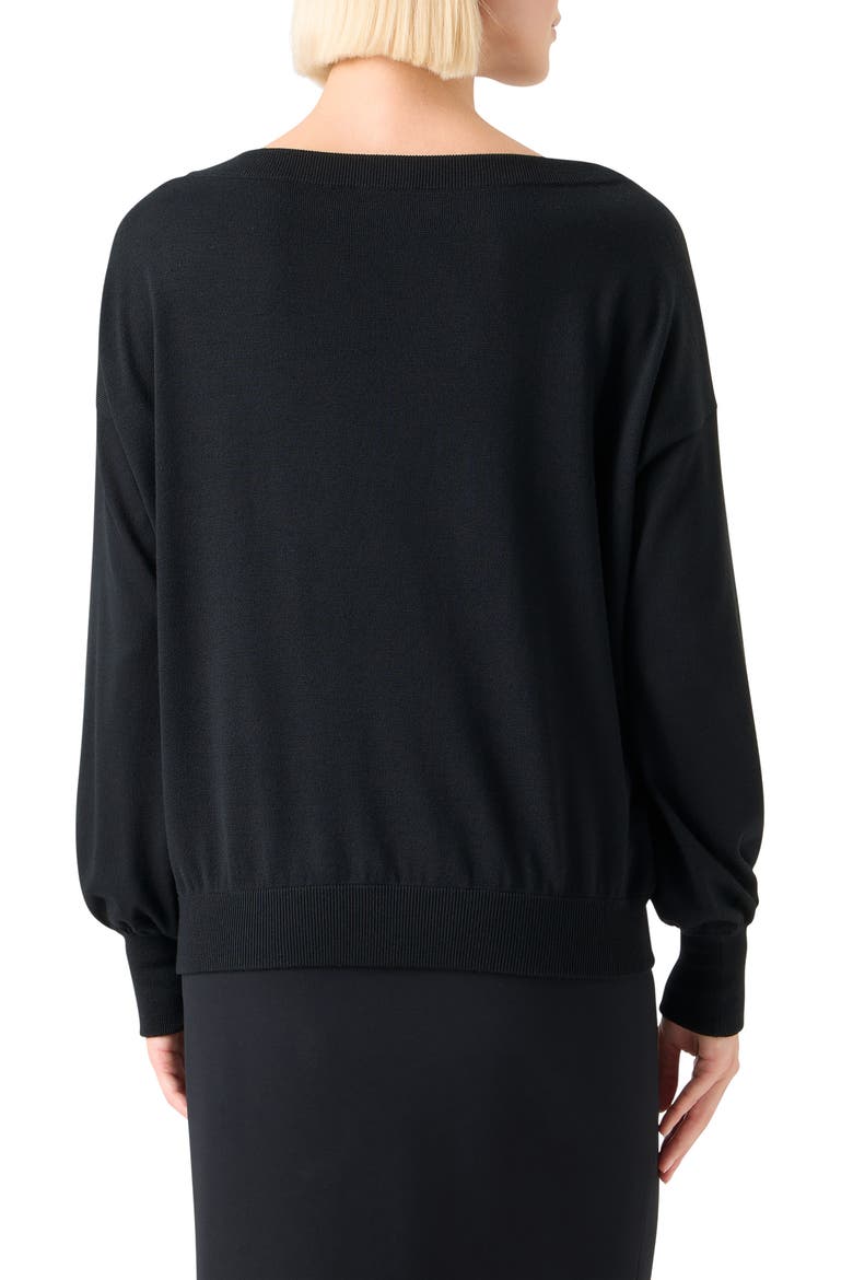 Boat Neck Virgin Wool Sweater, Alternate, color, BLACK