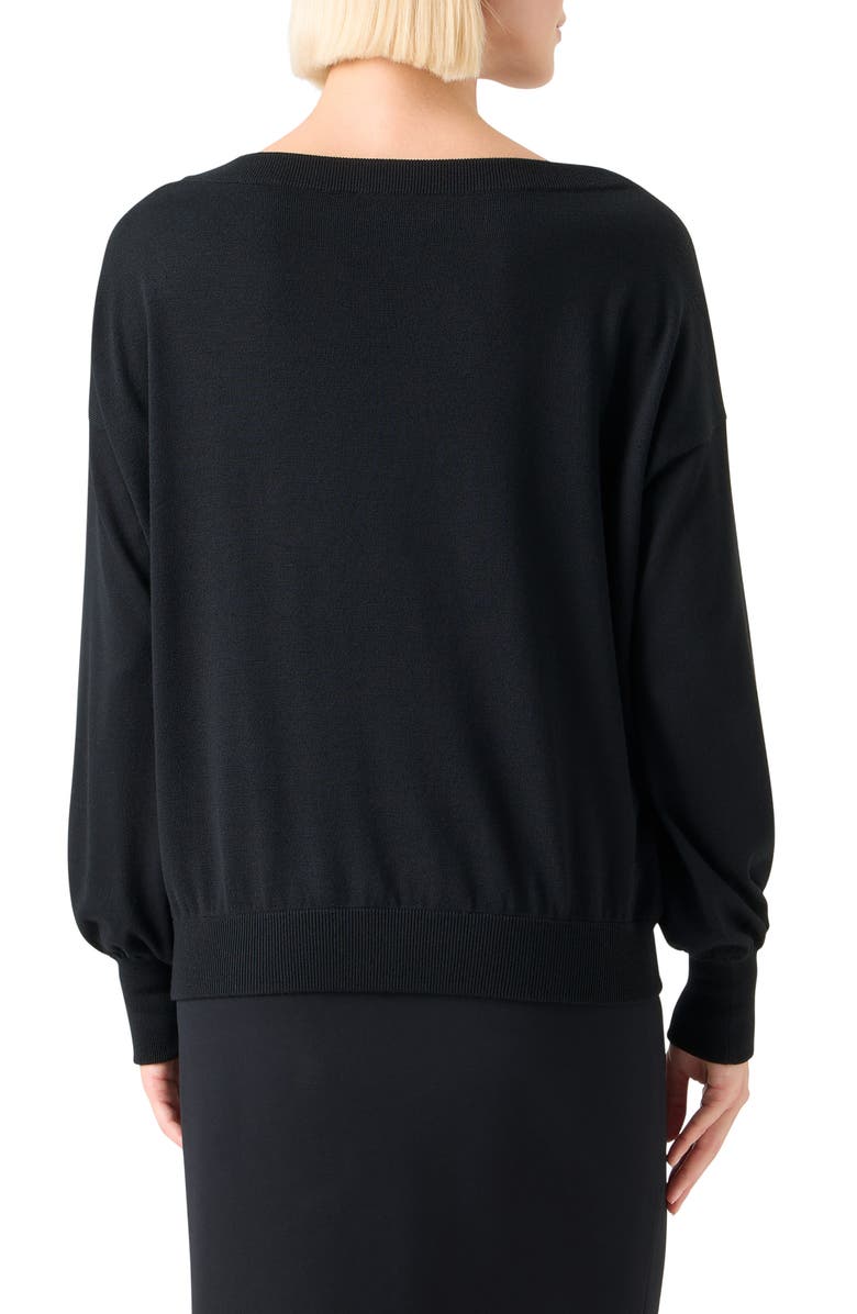 Akris punto Boat Neck Virgin Wool Sweater, Alternate, color, Black