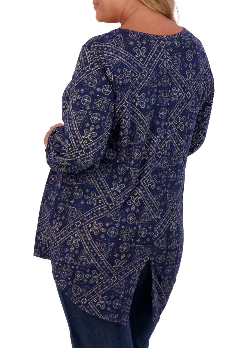 Lucky Brand Bandana Print Cotton Blend Top, Alternate, color, Blue Multi