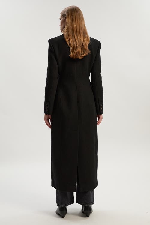 Karen Millen Wool Blend Tailored Fitted Maxi Coat In Black