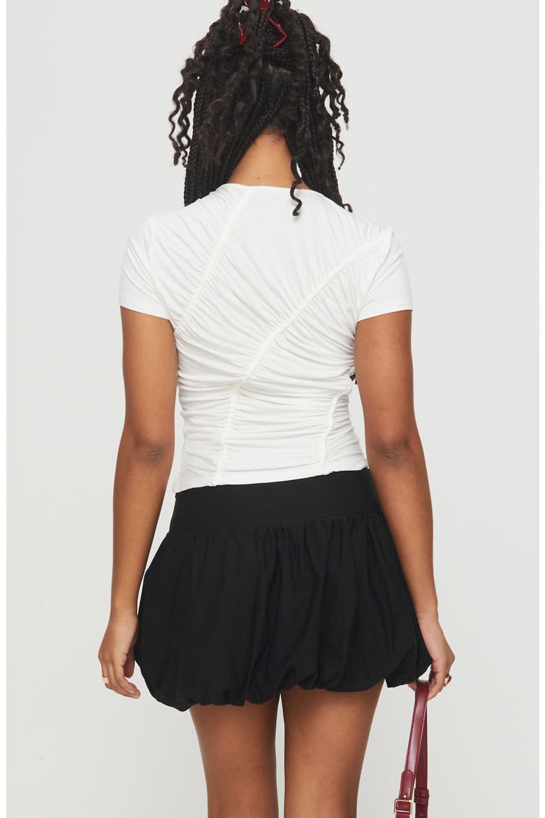 Mersale Bubble Hem Miniskirt, Alternate, color, BLACK