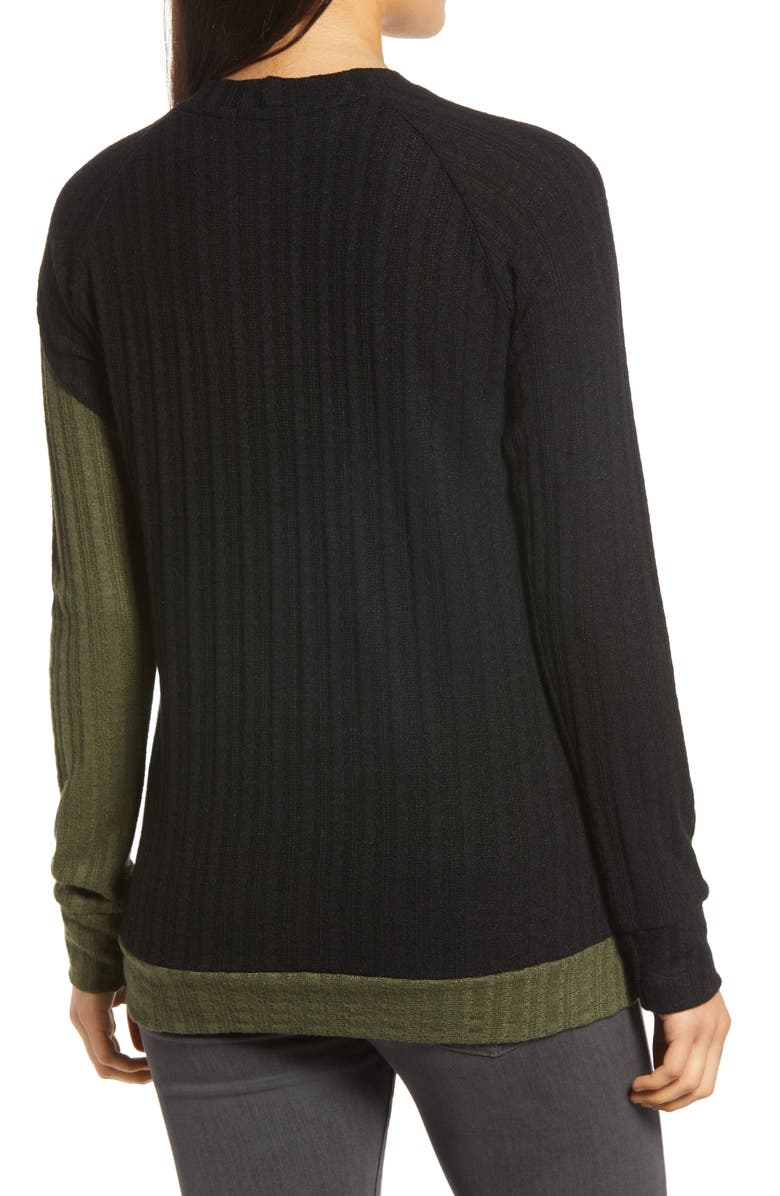 Loveappella Diagonal Colorblock Ribbed Top | Nordstrom