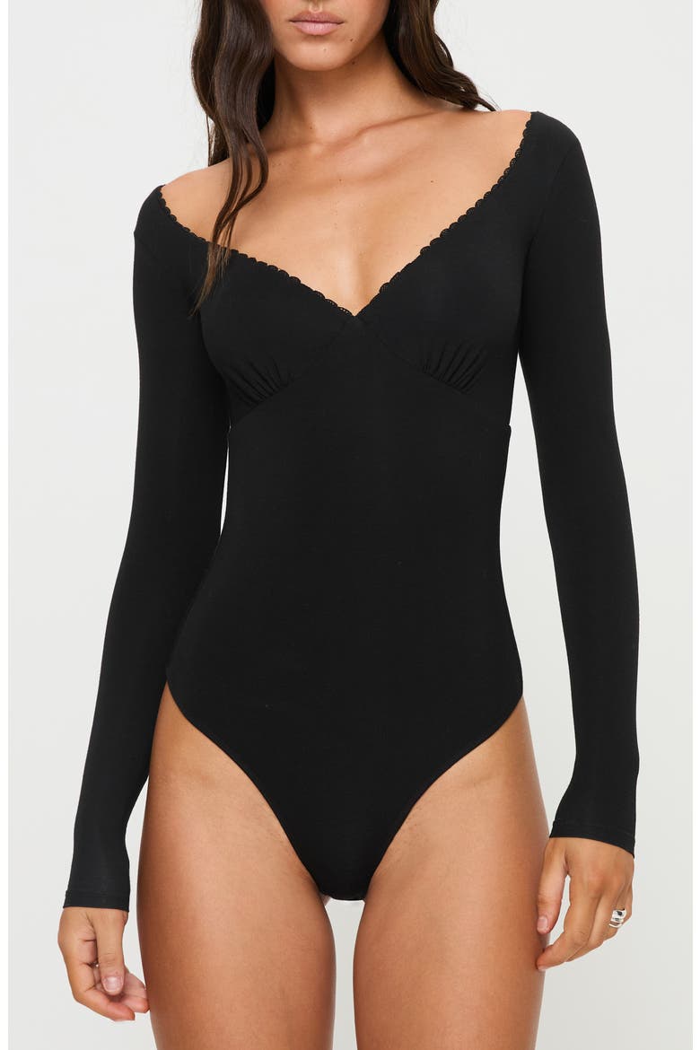 Loveydove Long Sleeve Bodysuit, Main, color, BLACK