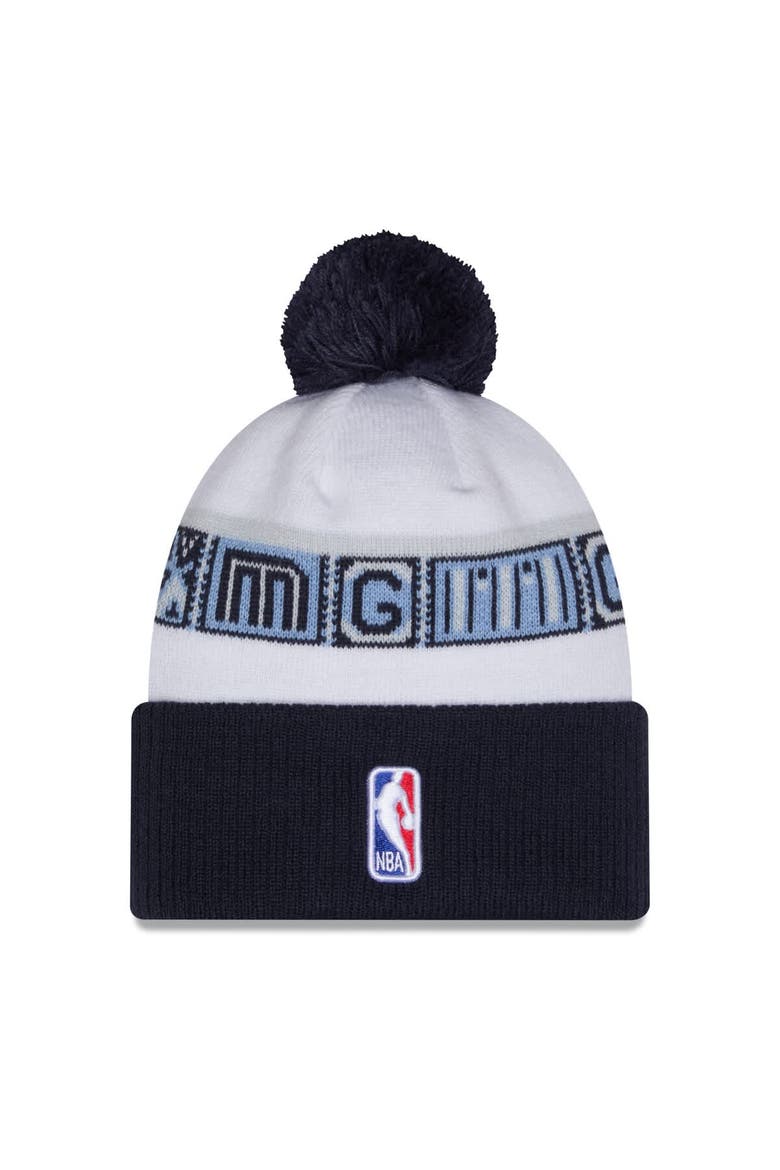 Men's New Era Navy/White Memphis Grizzlies 2025/26 City Edition Cuffed Knit Hat with Pom, Alternate, color, Navy