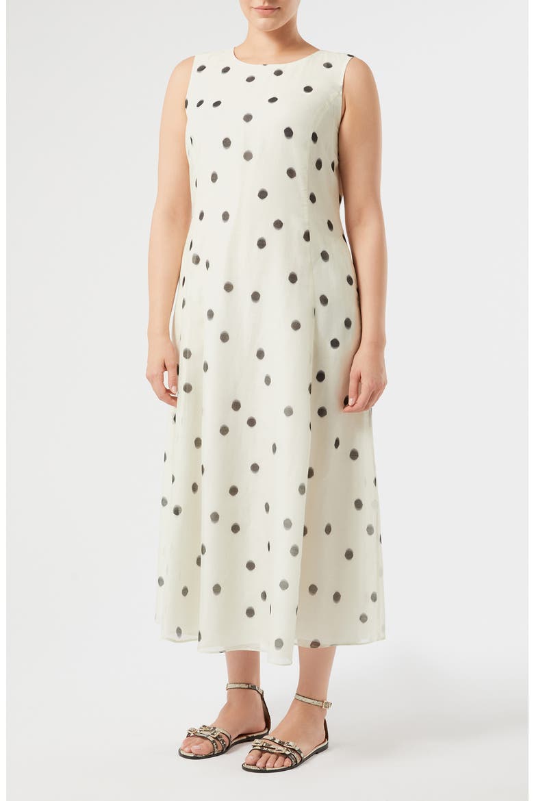 Palato Polka Dot Cotton & Silk Voile Dress, Main, color, WHITE