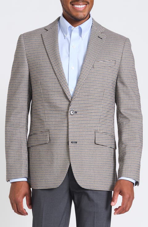 Brown & Navy Houndstooth Blazer