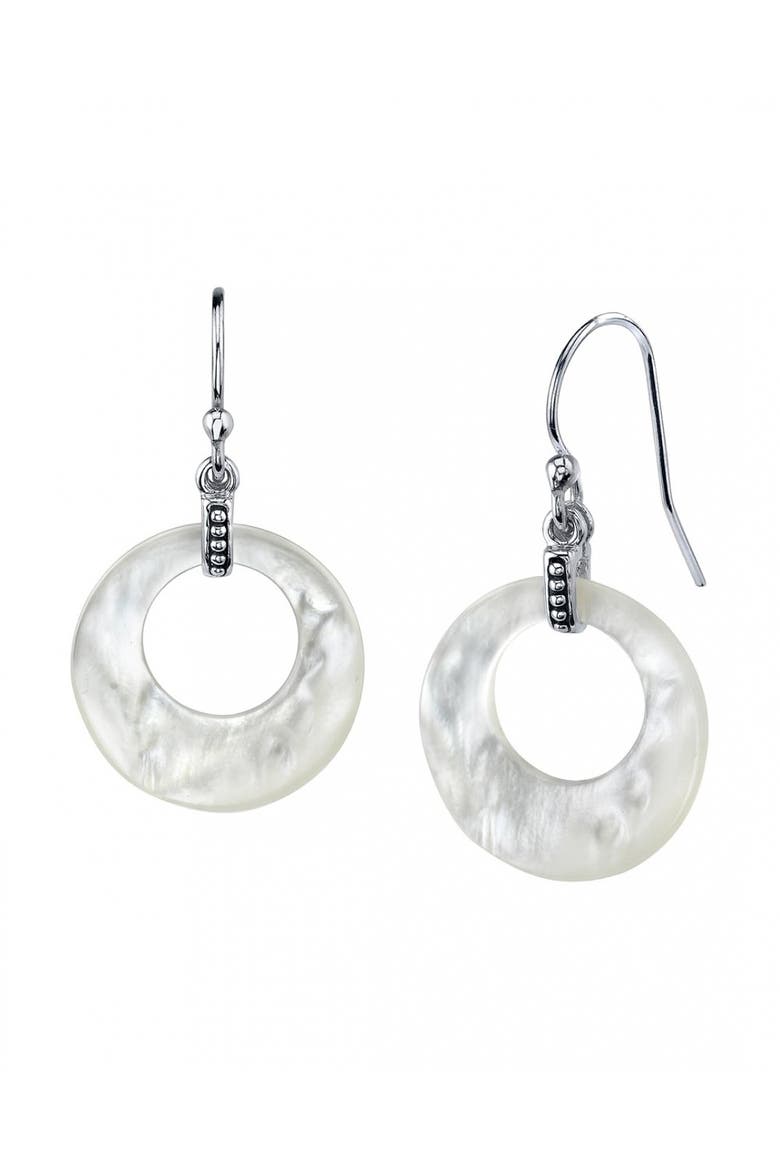 Mother of Pearl Crescent Earrings, Main, color, Sterling Silver
